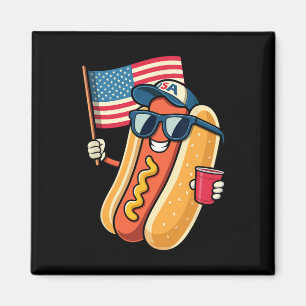 4 juli hotdog grappig vierde juli patriottisch magneet