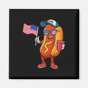 4 juli hotdog grappig vierde juli patriottisch magneet