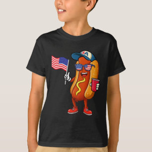 4 juli hotdog grappig vierde juli patriottisch t-shirt