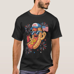 4 juli hotdog grappig vierde juli patriottisch t-shirt