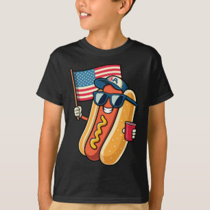 4 juli hotdog grappig vierde juli patriottisch t-shirt
