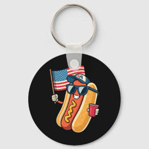 4 juli Hotdog Grappige 4 juli Patriottisch  Sleutelhanger