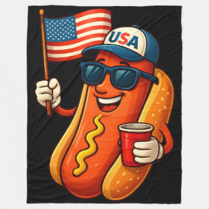 4 juli Hotdog Grappige Patriottische Vlag VS Fleece Deken