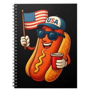 4 juli Hotdog Grappige Patriottische Vlag VS Notitieboek