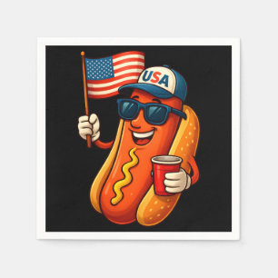 4 juli Hotdog Grappige Patriottische Vlag VS Servet