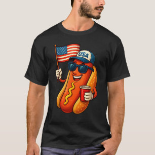 4 juli Hotdog Grappige Patriottische Vlag VS T-shirt
