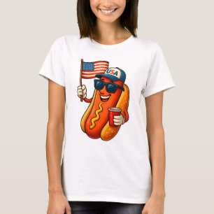 4 juli Hotdog Grappige Patriottische Vlag VS T-shirt