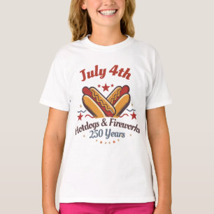4 juli Hotdogs en Vuurwerk Jong Meisje Jongen T-shirt
