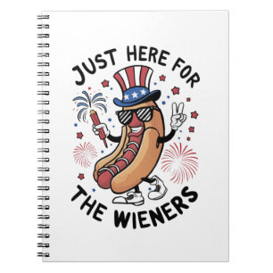 4 juli hotdogs VS Amerikaanse vlag Patriottisch Notitieboek
