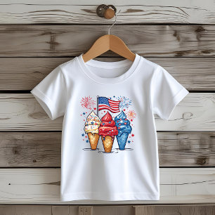 4 juli Ice Cream USA Flag Kinder T-shirt