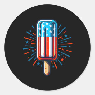 4 juli IJs Amerikaanse Vlag Patriottische Summ Ronde Sticker