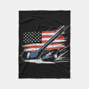 4 juli ijshockeystick puck Amerikaanse vlag mannen Fleece Deken