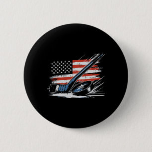 4 juli ijshockeystick puck Amerikaanse vlag mannen Ronde Button 5,7 Cm