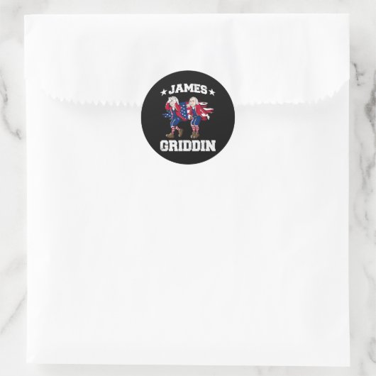 4 juli James Madison Griddy James Griddin 1 Ronde Sticker (Tas)