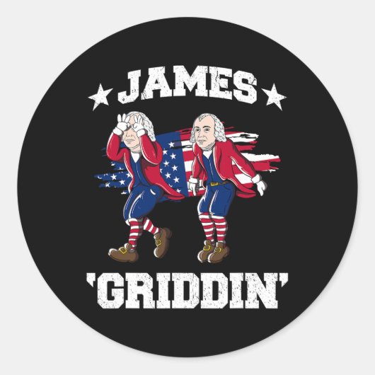 4 juli James Madison Griddy James Griddin Ronde Sticker (Voorkant)