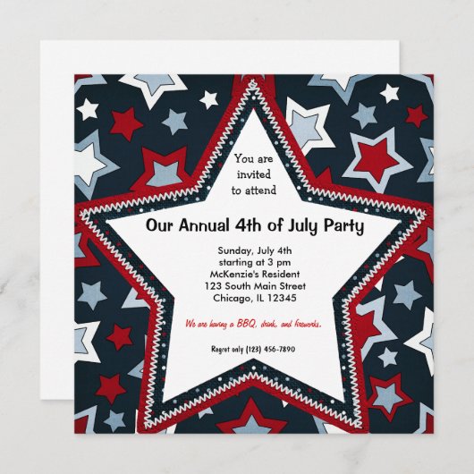 4 juli kaart (Voorkant / Achterkant)