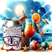 4 juli Kalligrafie Firecracker Stars & Stripe Blikjeskoeler