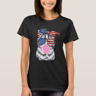 4 juli kat bubblegum zonnebril Amerikaanse Vs Vlag T-shirt