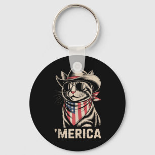 4 juli Kat Cowboy Merica Kitten Patriot Boys Sleutelhanger