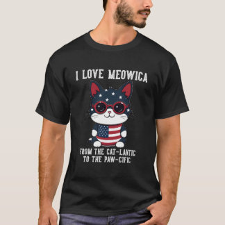 4 juli kat ik hou van Meowica patriottische kat T-shirt