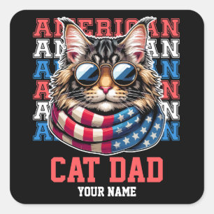 4 juli Kat in Bril Kat Papa Gepersonaliseerd Vierkante Sticker