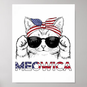 4 juli kat Meowica Usa Bandana Patriottische Meisj Poster