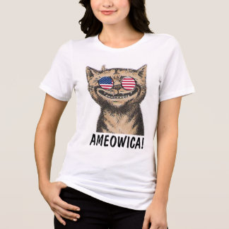 4 juli kat T-shirts, AMEOWICA! Tri-Blend Shirt