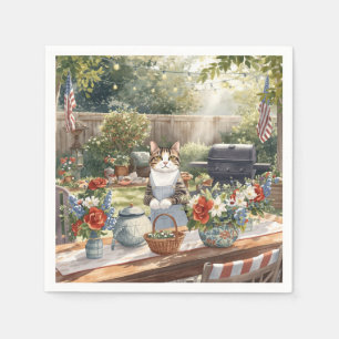 4 juli Katten Servetten Patriottische Kattenfeest