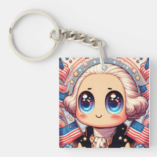 4 juli Kawaii George Washington Sleutelhanger