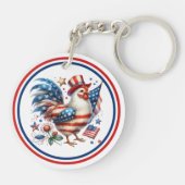 4 juli Kip Clipart-61531 Sleutelhanger (Achterkant)