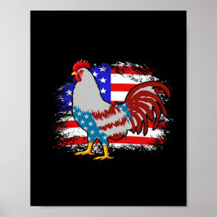 4 juli kippen vader T-shirt, Amerikaanse vlag kuik Poster