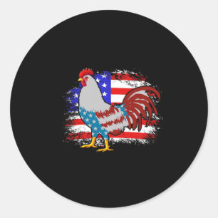 4 juli kippenvader T-shirt, Amerikaanse vlag kuike Ronde Sticker