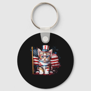 4 juli Kitty Cat Amerikaanse vlag Amerika Verenigd Sleutelhanger
