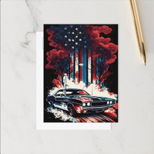 4 juli Klassiek Briefkaart auto