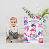 4 juli Kleine vuurwerk 2e verjaardagsfoto Kaart (Staand voorkant)
