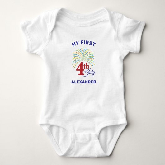 4 juli Kleurrijke Patriottische Vuurwerk Baby Romper (Voorkant)