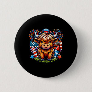 4 juli Koe patriottische Schattigee Koe boer Ronde Button 5,7 Cm