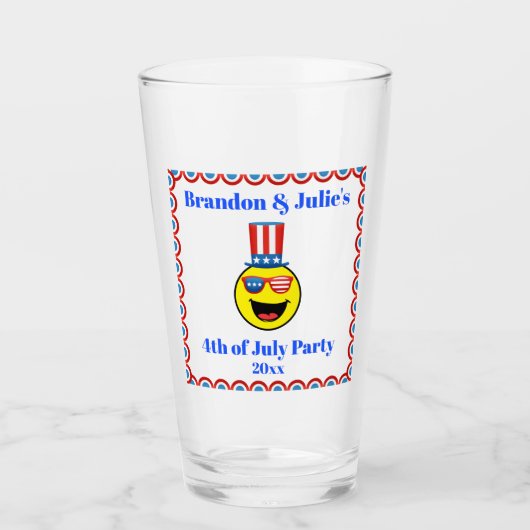 4 juli Koel patriottisch Emoji Bierglas Glas (Voorkant)