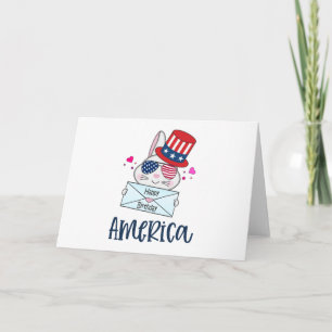 4 juli konijn met USA vlag zonnebril kaart