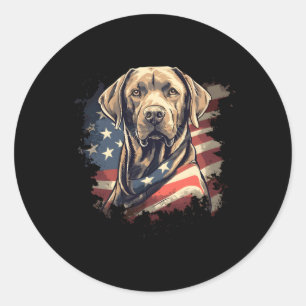 4 juli Labrador Amerikaanse vlag Patriottische Ret Ronde Sticker