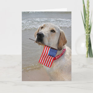 4 juli Labrador Retriever met Flag Vakantie C Feestdagen Kaart