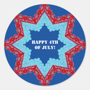 4 juli Lace Red White Blue Ronde Sticker