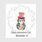4 juli Leuke aap Gelukkige vrijheid USA vlag Sticker (Vel)