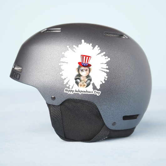 4 juli Leuke aap Gelukkige vrijheid USA vlag Sticker (Helm Zijkant)