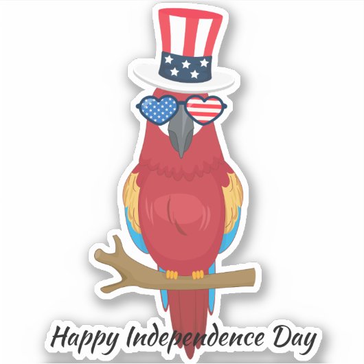 4 juli Leuke papegaai Indepen Day USA Flag Glass Sticker (Voorkant)