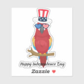 4 juli Leuke papegaai Indepen Day USA Flag Glass Sticker (Vel)