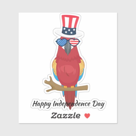4 juli Leuke papegaai Indepen Day USA Flag Glass Sticker (Vel)