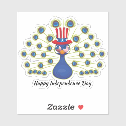 4 juli Leuke pauw Indepe Day USA Flag Glass Sticker (Vel)