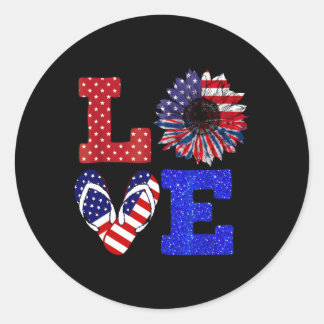 4 juli Liefde Teenslippers Patriottische Amerikaan Ronde Sticker