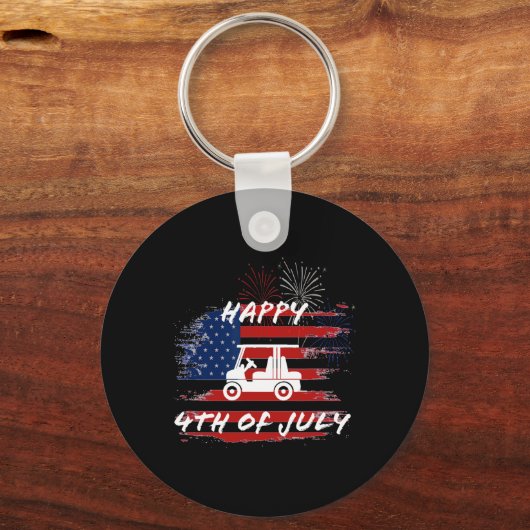 4 juli Looping Parade Vakantie Golfkar Ameri Sleutelhanger (Voorkant)